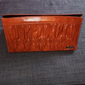 MICHE Classic Sheila Purse Shell in Burnt Orange Faux Leather w/ruffle pattern